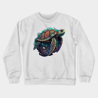 Colorful Swimming Sea Turtle Crewneck Sweatshirt